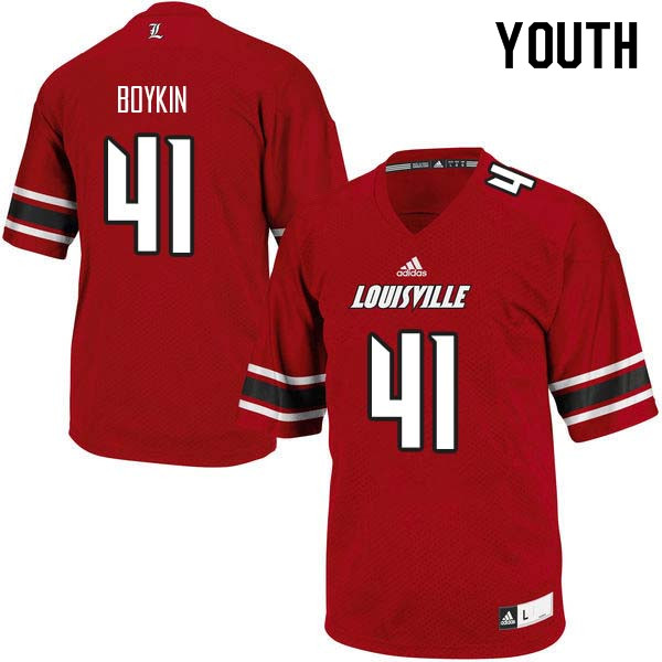 Youth Louisville Cardinals #41 Michael Boykin College Football Jerseys Sale-Red - Click Image to Close